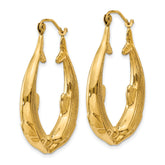 14K Gold Polished Dolphin Hoop Earrings for Women Elegant Style